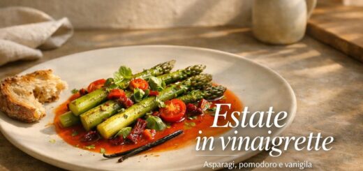 Asparagi con vinaigrette di pomodoro, basilico e vaniglia