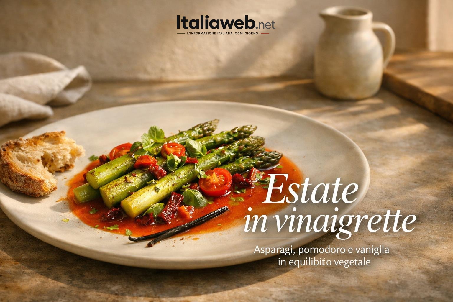 Asparagi con vinaigrette di pomodoro, basilico e vaniglia