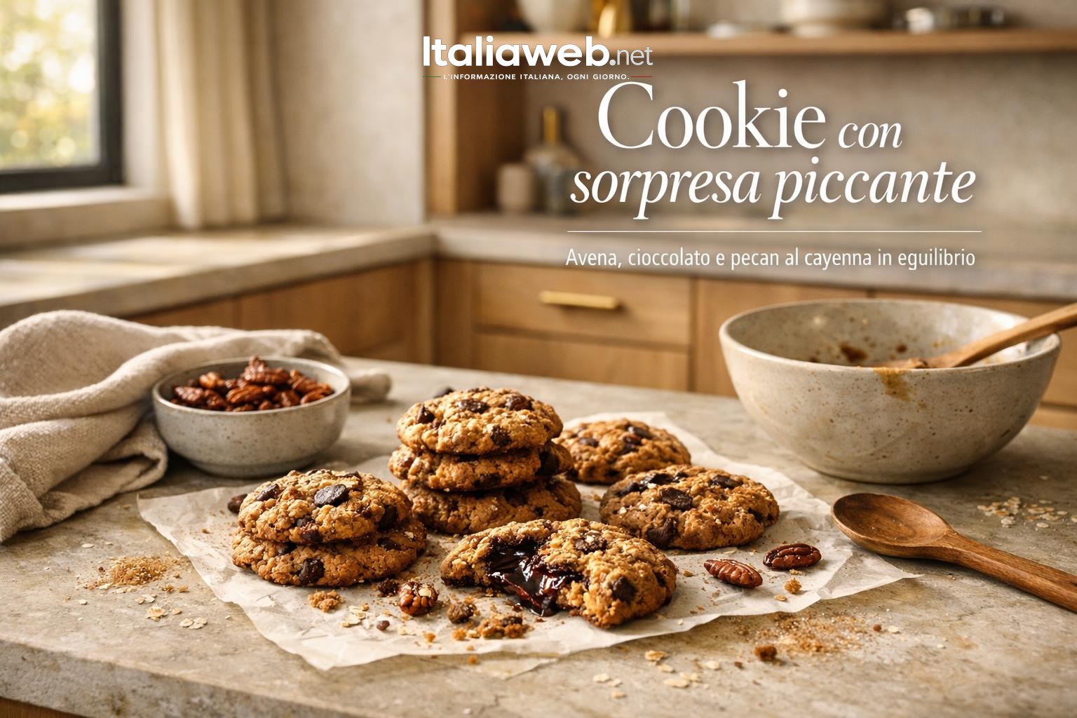 Biscotti avena e cioccolato con noci piccanti: la ricetta che sorprende