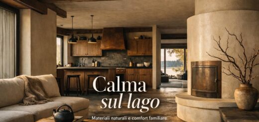 Una casa sul lago dove wabi-sabi e comfort familiare trovano equilibrio