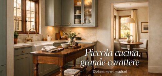 Una cucina di 18 metri quadrati dove ogni centimetro diventa stile