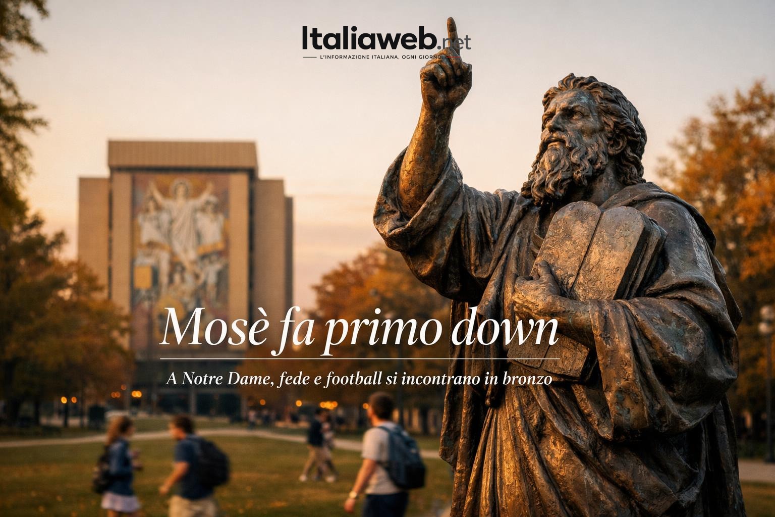 First Down Moses: la statua di Mosè che racconta il football americano a Notre Dame