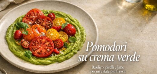 Insalata di pomodori con crema di basilico e piselli: il piatto freddo che cambia l’estate