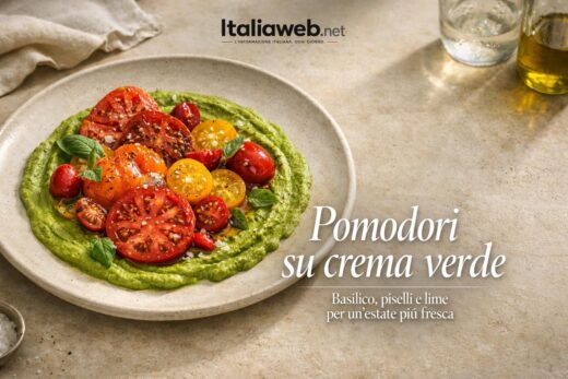 Insalata di pomodori con crema di basilico e piselli: il piatto freddo che cambia l’estate