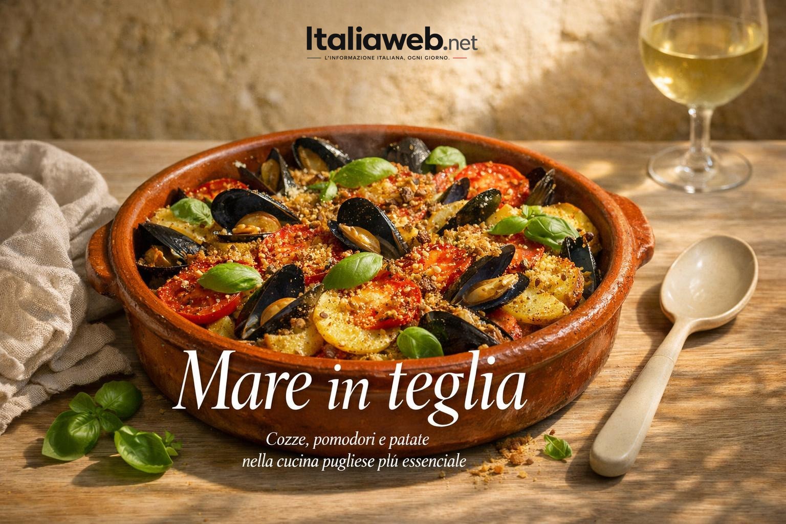 Tiella pugliese con cozze, pomodori e patate: il sapore del Sud in una teglia